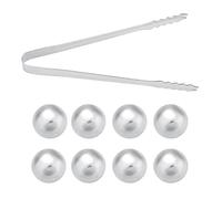 Metal Whiskey Stones Ball for Drinks, 8Pcs Stainless Steel Ice Spheres Reusable Beverage Chilling Rocks with Ice Tong for Red Wine Vodka Drinks Beer(#2)