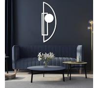 Metal White Fouholk Wall Art, Metal Geometric Abstract Large Gift Art Wall Decor, Modern Artwork Decoration Modern Sculpture for Living Room,Bedroom Hallway and Stairs Nature Home Decor (W