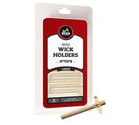 Metal Wick Holder Set - 9 Large Holders and 50 Wax Coated Wicks - Sits in Full Oil Cup for Optimal Safety and Burn Time - Tzinores by Ner Mitzvah