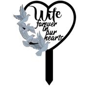 Metal Wife Memorial Stake Grave Dove Decorations for Cemetery Gravesite Sympathy Markers Waterproof Memorial Gifts for Loss of Wife Tombstones Plaque Outdoors Lawn Yard Decor (Wife)