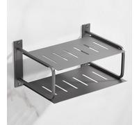 Metal WiFi Router Shelf 2 Tier Wall Mounted Storage for Projector Cable Box Game Console & DVD Player White Space Saving nizer (41.5cm)