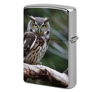 Metal Wild Owl Birds Lighter Case Windproof Flip Top Lighter Sleeve Double Sided Vintage Cool Cigarette Pouch Holder Reusable Pocket Protective Cover Men Gifts for Boyfriend Husband