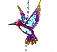 Metal Wind Chime Featuring Hummingbird Ornament and Bell for Garden and For Home Use, Includes S Hook for Hanging Decoration (A)