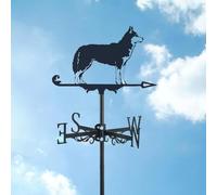 Metal Wind Vane Dog Puppy Sculpture Model Weather Vane Roof Mount Wind Direction Indicator Tool Outdoor Ornament Farm Scene Garden-Siberian Husky