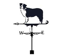 Metal wind vane with Roof Mount Border collie Weather Vanes Garden Stakes weathervane Ornament Wind Direction Indicator Creative Stainless Steel Home Decor for Farm Yard Garden Patio Lawn