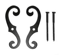 Metal Window Shutter Fasteners S-Shape Decorative Hardware with Screws Black Cast Iron Rust Resistant Hold Back for Exterior Shutters