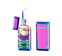 Metal Windproof Dual-Flame Lighter, Adjustable Flame Size, Multiple Ignition Methods, Transparent Viewing Window