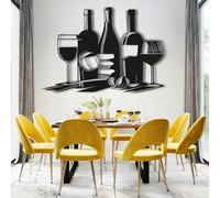 Metal Wine Bottle Wall Art, Wine Glass Wall Decor, Kitchen Bar Decor, Metal Artwork Decoration, Modern Sculpture Home Decor for Living Room,Bedroom Hallway and Stairs Nature (Black 90x6