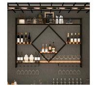 Metal Wine Rack Wall Mounted Bottle Glass Holder with LED Lights - Multifunctional Iron Wine Glass Rack and Bar Shelves for Liquor Bottles - Modern Home Kitchen Decor (Co