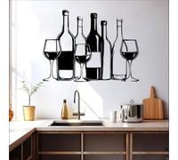 Metal Wine Wall Art, Bar Mount, Kitchen Hanging, Metal Artwork Decoration, Modern Art Sculpture Home Decor for Living Room,Bedroom Hallway and Stairs Nature Home Decoration (Black 30L