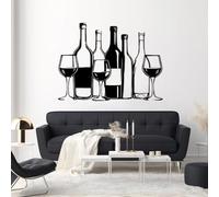 Metal Wine Wall Art, Bar Mount, Kitchen Hanging, Metal Artwork Decoration, Modern Art Sculpture Home Decor for Living Room,Bedroom Hallway and Stairs Nature Home Decoration (Black 35L