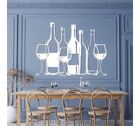 Metal Wine Wall Art, Bar Mount, Kitchen Hanging, Metal Artwork Decoration, Modern Art Sculpture Home Decor for Living Room,Bedroom Hallway and Stairs Nature Home Decoration (White 30L