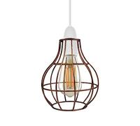 Metal Wire Cage Ceiling Light Shade Easy Fit Pendant Lampshade, Brushed Copper Vase Shape Hanging Lamp Shade for Living Room, Kitchen, Bedroom, Restaurant