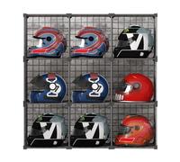 Metal Wire Cube Helmet Rack Floor-Standing For Motorcycle & Fireman's Helmets Stackable Retail Display With Garment Storage(6 grids)