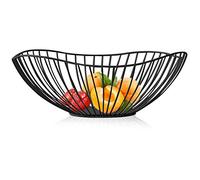 Metal Wire Fruit Basket, Black Fruit Bowl for Kitchen Counter, Fruit Holder Stand Storage Baskets for Countertop, Home Decor, Table Centerpieces, Vegetable Bowls for Fruits, Veggies, Snacks (Black)