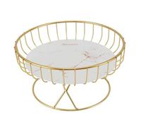 Metal Wire Fruit Basket, Gold Fruit Bowl for Kitchen Counter, Fruit Holder Stand Storage Baskets for Countertop, Home Decor, Table Centerpieces (L White Background with Gold