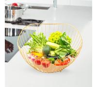 Metal Wire Fruit Basket, Round Wire Iron Art Bowl, Fruit Bowls For The Kitchen, Fruit And Vegetable Storage Basket With Wave Shape Design For Kitchen