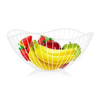 Metal Wire Fruit Basket, White Fruit Bowl for Kitchen Counter, Fruit Holder Stand Storage Baskets for Countertop, Home Decor, Table Centerpieces, Vegetable Bowls for Fruits, Veggies, Snacks (White)