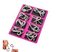 Metal Wire Puzzle, Brain Teaser Metal Montessori Puzzle Solving, 3D Ring Physics Educational Logic Toys, Interlock Challenge Set for Kids Teens Adults Challenge Home Office School Travel Party (B)