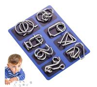 Metal Wire Puzzle Logic Brain Teaser Set - 8Pack Metal Brain Teaser Puzzles Toy, M-etal Ring I Q Puzzles Ring Educational Toys, Difficult Games For Party Favor Kids Adults Challenge