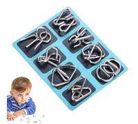 Metal Wire Puzzle Logic Brain Teaser Set - 8Pack Metal Brain Teaser Puzzles Toy, M-etal Ring I Q Puzzles Ring Educational Toys, Difficult Games For Party Favor Kids Adults Challenge