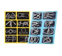Metal Wire Puzzle Set, Educational Mental Test Game, 16 Piece Set with Interlocking Ring Logic Game | Office School Travel Teen Adults