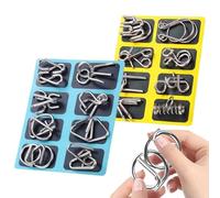 Metal Wire Puzzle Set, Educational Mind Test, 16 Pieces Brain Teaser Game, Intelligence Development Activity, Home Office School Travel Kids Teens Adults Party Favors Fun Challenge Gift Use