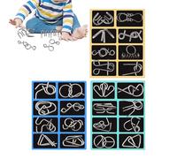 Metal Wire Puzzle Set, Metal Mind Puzzle Difficult Games, Chinese Ring Trick Toy, Classroom Reward for Son Teens Children Boys Kid Men Women Daughter Girls