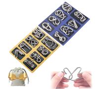 Metal Wire Puzzles, Metal Brain Teaser Puzzles, Metal Puzzle Set, Ideal Intelligence Toys Gifts For Kids And Adults Instructions Included (AC)