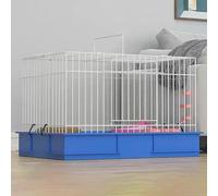 Metal Wire Rabbit Cage with Deepen The Chassis, Small Animal Cage with Handle and Panoramic Sunroof, for Guinea Pigs, Rabbit, Bunny, Hedgehogs(Blue)