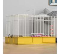 Metal Wire Rabbit Cage with Deepen The Chassis, Small Animal Cage with Handle and Panoramic Sunroof, for Guinea Pigs, Rabbit, Bunny, Hedgehogs(Yellow)