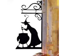 Metal Witch Silhouette | Iron Witch Cauldron Wall Hangable Decorations,Hangable Sculptures Ornament Signs for Party Supplies Kitchen Outdoor Holiday Garden Patio Lawn Yard