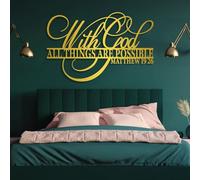 Metal With God All Things Possible Wall Art, Metal Bible Verse Christian Letter Wall Artwork Decor, Black Artwork Decoration for Living Room,Bedroom Hallway and Stairs Nature Home Decor