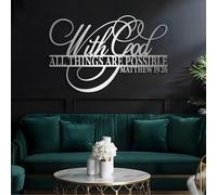 Metal With God All Things Possible Wall Art, Metal Bible Verse Christian Letter Wall Artwork Decor, Black Artwork Decoration for Living Room,Bedroom Hallway and Stairs Nature Home Decor