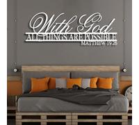Metal With God All Things Possible Wall Art, Metal Matthew 19:26 Biblical Wall Artwork Decor, Black Artwork Decoration for Living Room,Bedroom Hallway and Stairs Nature Home Decor (Whit