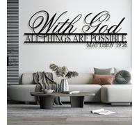 Metal With God All Things Possible Wall Art, Metal Matthew 19:26 Biblical Wall Artwork Decor, Black Artwork Decoration for Living Room,Bedroom Hallway and Stairs Nature Home Decor (Blac