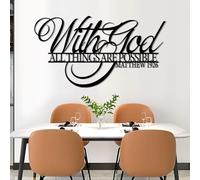 Metal With God All Things Possible Wall Art, Metal Matthew 19:26 Faith Inspirational Wall Artwork Decor, Black Artwork Decoration for Living Room,Bedroom Hallway and Stairs Nature Home