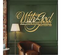 Metal With God All Things Possible Wall Art, Metal Matthew 19:26 Faith Inspirational Wall Artwork Decor, Black Artwork Decoration for Living Room,Bedroom Hallway and Stairs Nature Home