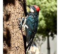 Metal Woodpecker Bird Figurine - Beautiful Backyard & Garden Gift, Birds Statue Sculpture Art Large Realistic - Outdoor Spring, Summer Metal Yard Art for Lawn Ornament Decoration Ornament Decor 7" H