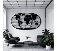 Metal World Map Wall Art, Globe Decor, Modern Sculpture Home Decor, Metal Artwork Decoration, Wall Art for Living Room,Bedroom Hallway and Stairs Nature Home Decor Gift (69L"x39W")