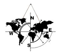 Metal World Map Wall Decor - Compass Design Artwork, Silhouette Landmark Panel | Educational Geography Learning Piece, Inspirational Travel Theme Cutout, Vintage Display Sculpture Set for Kids Study