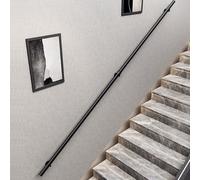 Metal Wrought Iron Grab Rail|Modern Staircase Banister Rails Safety Grab Bar for Outdoor Indoor Steps Baluster|Renmlion Black Wall Mount Hand Railings - Complete Kit(17ft/510cm)