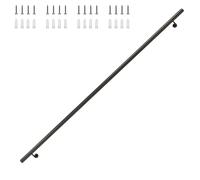 Metal Wrought Iron Handrail Round Pipe Stair Railings with Wall Brackets Kit,Wall Mounted Banister Hand Railings Safety Grab Bar for Indoor Outdoor,Black(100cm/39in)