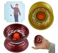 Metal Yoyo for Kids Beginners, Auto Return Bearing Responsive Yo-yo to Play Entertaining Pro String Tricks Professional Yo yo, Stable and Sturdy String, Party Favors Adults (2x Yoyos Gold and Red)