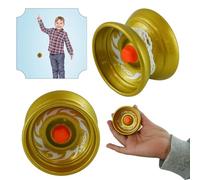Metal Yoyo for Kids Beginners, Auto Return Bearing Responsive Yo-yo to Play Entertaining Pro String Tricks Professional Yo yo, Stable and Sturdy String, Party Favors Adults (2x Gold Yoyos)