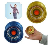 Metal Yoyo for Kids Beginners, Auto Return Bearing Responsive Yo-yo to Play Entertaining Pro String Tricks Professional Yo yo, Stable and Sturdy String, Party Favors Adults (2x Yoyos Blue and Gold)