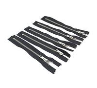 Metal Zip - 12cm/4.72" Black with Silver Metal Teeth x 5pces