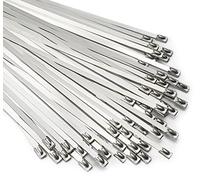 Metal Zip Ties 11.8 inch 100pcs 304 Stainless Steel Zip Ties Heavy Duty Multi-Purpose Self-Locking Cable Ties for Machinery, Vehicles, Exhaust Wrap, Farms, Pipes, Roofs, Cables, and Outdoor Fence