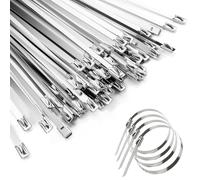Metal Zip Ties 40pcs Stainless Steel Cable Ties, Silver Zip Ties Heavy Duty Self Locking Tensile Strength Suitable for Home Office Garage Workshop(7.9 x 150mm)