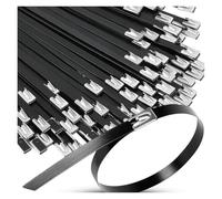 Metal Zip Ties Stainless Steel, Stainless Steel Self-Locking Cable Ties Black 15-30cm 10-120 pcs(4.6x300mm,10PCS)